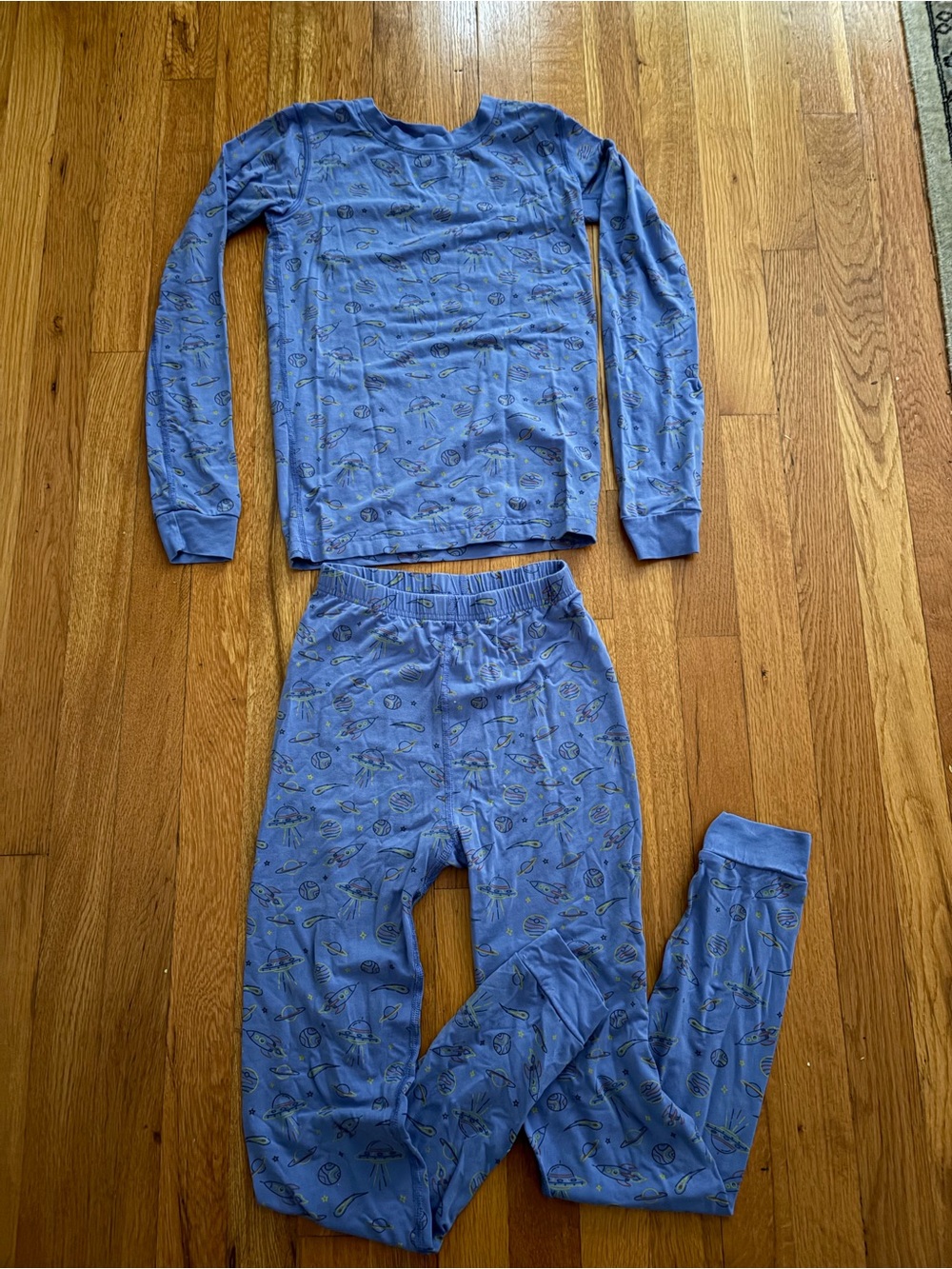 Hannah Andersson Long Sleeve Blue Space Print Pajama Set NWOT